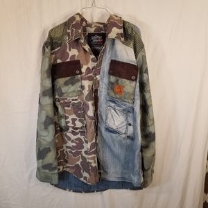 Heritage America Men's Denim and Camo shirt 3x